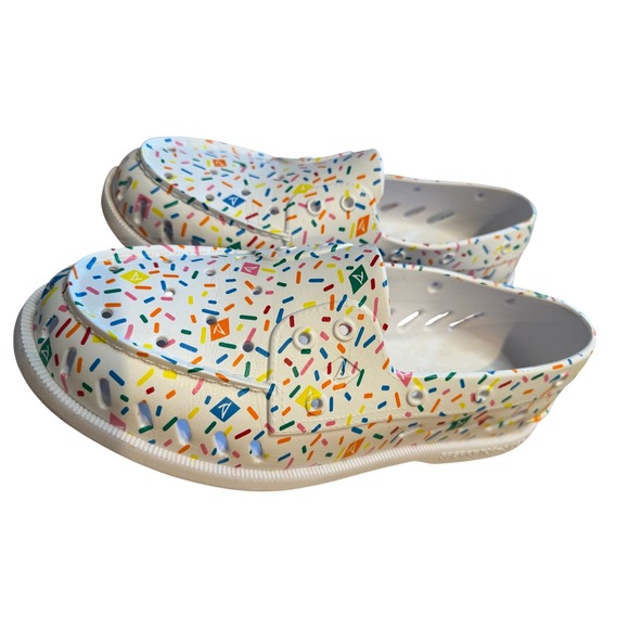 Sperry Authentic Original Float Boat Shoes White Multi Sprinkle Print Mens 9 - Picture 7 of 16